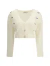 Alessandra Rich Women Mohair Cardigan With Embroidery In White