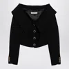 Alessandra Rich Single-breasted Off-shoulder Blazer In Black