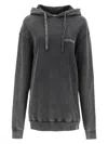 Alessandra Rich Oversized Hoodie With Print And Rhinestones In Grey