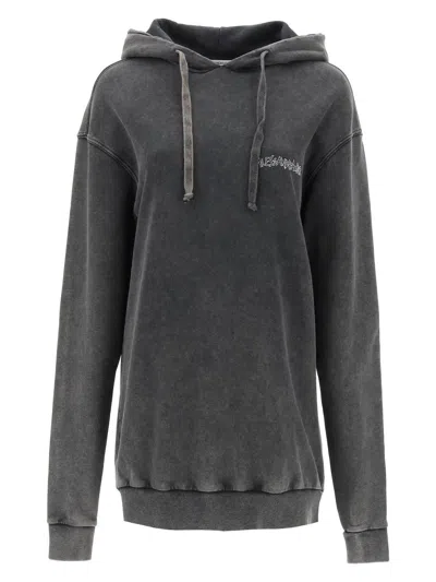 ALESSANDRA RICH WOMEN'S OVERSIZED HOODIE WITH PRINT AND RHINESTONES