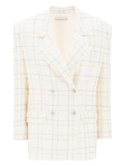 ALESSANDRA RICH WOMEN'S OVERSIZED TWEED JACKET WITH PLAID PATTERN