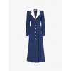 Alessandra Rich Womens Padded-shoulder Notch-lapel Silk Midi Dress In Blue