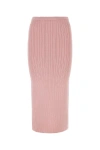Alessandra Rich Cotton Blend Ribbed Midi Skirt With Elastic Waistband In Pink