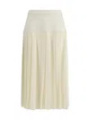 Alessandra Rich Womens White Pleated High-waist Stretch-wool Blend Midi Skirt In Neutral