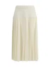 Alessandra Rich Womens White Pleated High-waist Stretch-wool Blend Midi Skirt In White