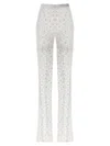 Alessandra Rich Rhinestone Lace Flared Leggings