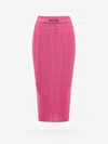Alessandra Rich Women Ribbed Skirt With All-over Rhinestone Detail In Pink