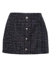 Alessandra Rich Women Sequin Checked Tweed Mini Skirt In Blue