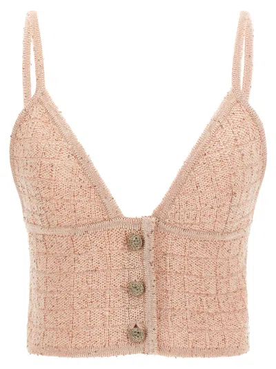 Alessandra Rich Micro Sequin Knit Tank Top In Pink