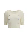 Alessandra Rich Women Short Sleeve Mohair Sweater In Neutral