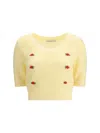Alessandra Rich Women Short Sleeve Mohair Sweater In Yellow