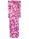 Alessandra Rich Silk Draped Dress In Fuchsia