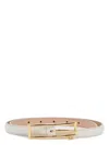 Alessandra Rich Slim White Leather Belt With Logo Charm 1.5cm In White
