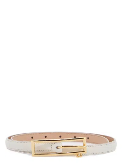 ALESSANDRA RICH WOMEN'S SLIM LEATHER BELT WITH LOGO CHARM 1.5CM