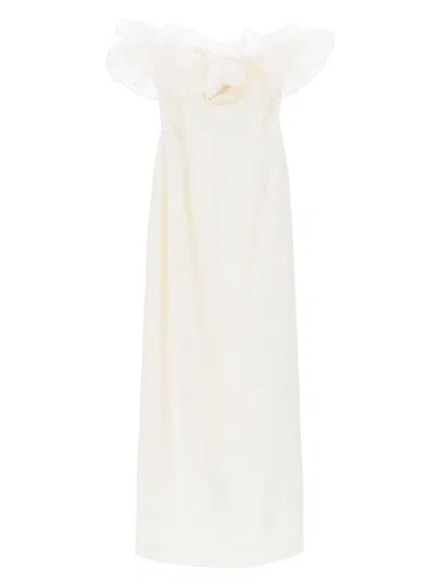 Alessandra Rich Women's Strapless Dress With Organza Details In White