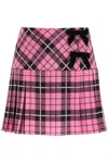 Alessandra Rich Tartan Print Silk Mini Skirt In Pink