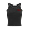 Alessandra Rich Ribbed Jersey Sleeveless Top W/ Patch In Grey