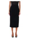 Alessandra Rich Tweed Bouclé Midi Skirt With Back Slit In Black