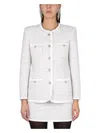 Alessandra Rich Lurex Cotton-blend Tweed Blazer In White