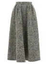 Alessandra Rich High-waisted Pleated Tweed Midi Skirt In Gray