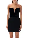 Alessandra Rich Velvet Strapless Bow Detail Mini Top In Black