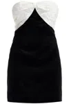 Alessandra Rich Velvet Mini Dress With Bow Accent In Nero
