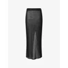 Alessandra Rich Womens Black Black Sequin Split Knitted Maxi Skirt