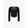Alessandra Rich Wool-blend Twill Bouclé Jacket In Black