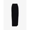 Alessandra Rich Womens Black Bouclé Split Wool-blend Maxi Skirt In Black