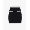Alessandra Rich Womens Black Cable-knit Slim-fit Cotton Mini Skirt