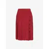 Alessandra Rich Silk Pleated Midi Skirt In Bordeaux-black