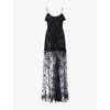 Alessandra Rich Bow-detail Cotton-blend Lace Gown In Black
