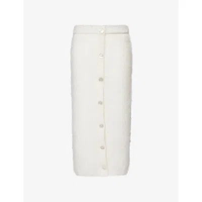 Alessandra Rich Womens White Carded Brushed Wool-blend Midi Skirt