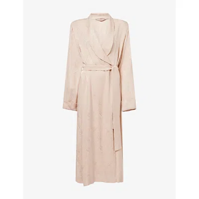 Alessandra Rich Womens Jacquard Belted Silk Maxi Robe Blush