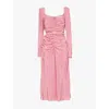 Alessandra Rich Polka-dot Midi Dress In Pink-white