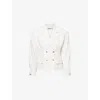 Alessandra Rich Womens White Crepe Notch-lapels Stretch-wool Blend Blazer In White