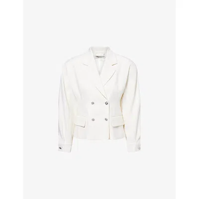 Alessandra Rich Womens White Crepe Notch-lapels Stretch-wool Blend Blazer