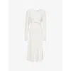 Alessandra Rich Womens White Envers Lace Woven Midi Dress