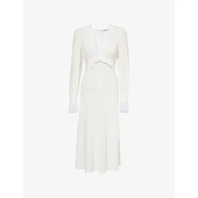 Alessandra Rich Womens White Envers Lace Woven Midi Dress