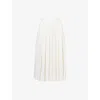 Alessandra Rich Womens White Pleated High-waist Stretch-wool Blend Midi Skirt In White