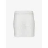 Alessandra Rich Tweed Mini Skirt With Sequins In White-silver