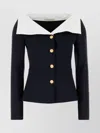 Alessandra Rich Wool Blazer With Contrasting Collar And Gold Buttons
