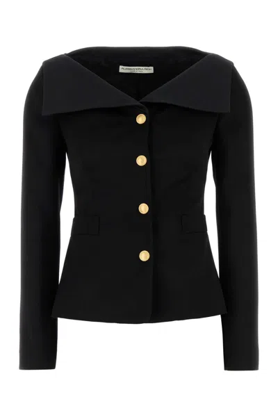 Alessandra Rich Wool Blazer With Structured Tailoring In Black