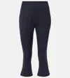 Alessandra Rich Wool Capri Pant With Cropped Length And Flared Hem In Blue