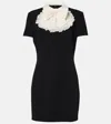 Alessandra Rich Mini Dress With Silk Jabot In Black