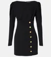 Alessandra Rich Button-embellished Wool-blend Mini Dress In Black