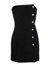 Alessandra Rich Strapless Embellished Pinstriped Wool-blend Mini Dress In Black Silver