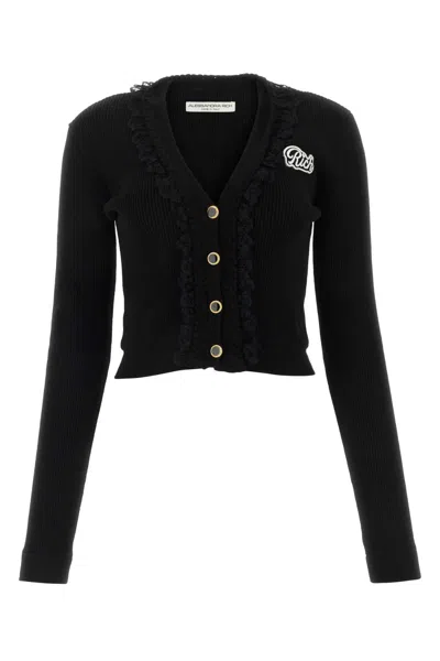 ALESSANDRA RICH WOOL BLEND KNITTED CARDIGAN