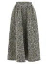 Alessandra Rich High-waisted Pleated Tweed Midi Skirt In Gray