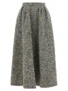 Alessandra Rich High-waisted Pleated Tweed Midi Skirt In Gray